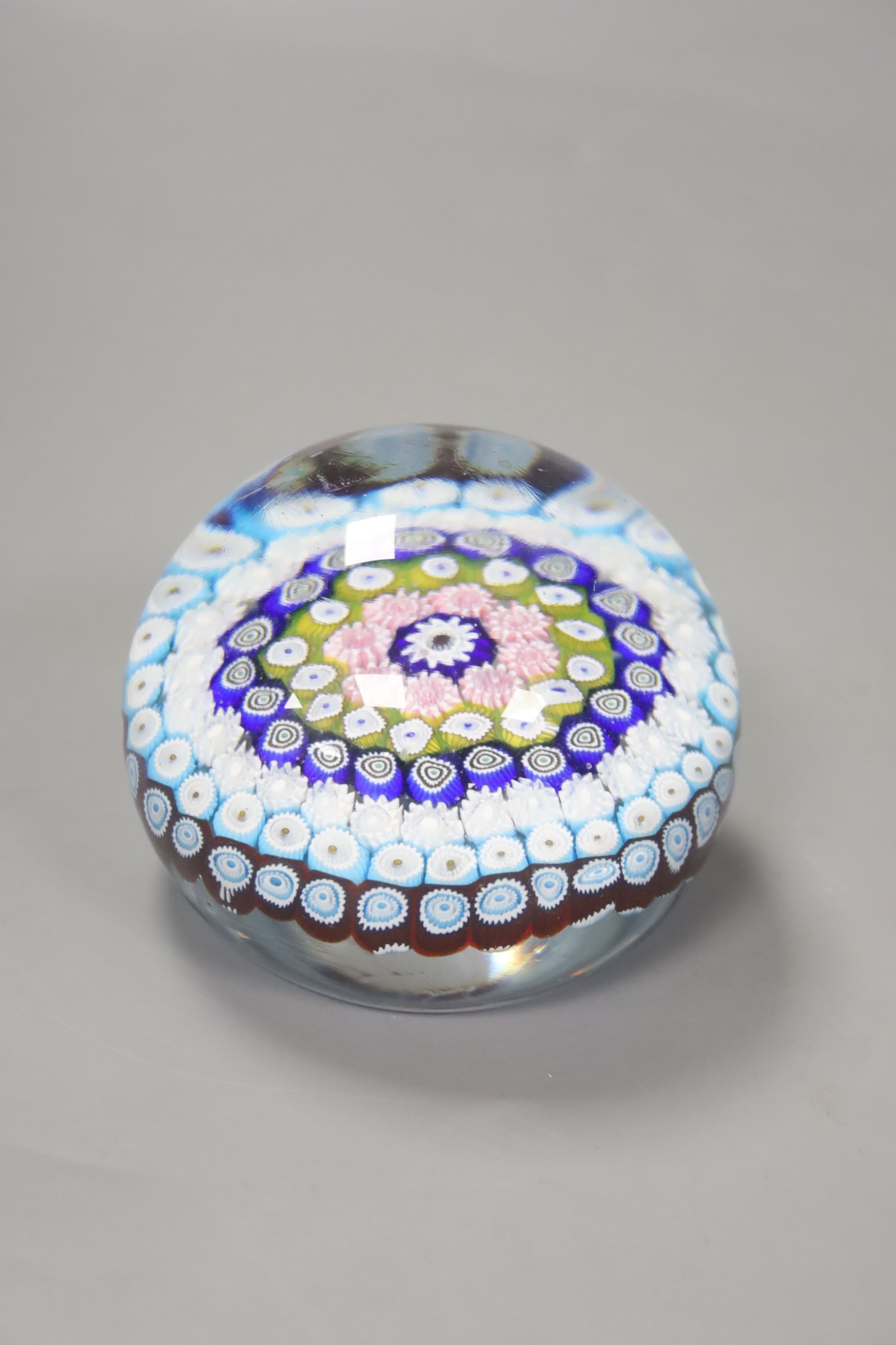 A millefiori glass magnum paperweight, 9cm.